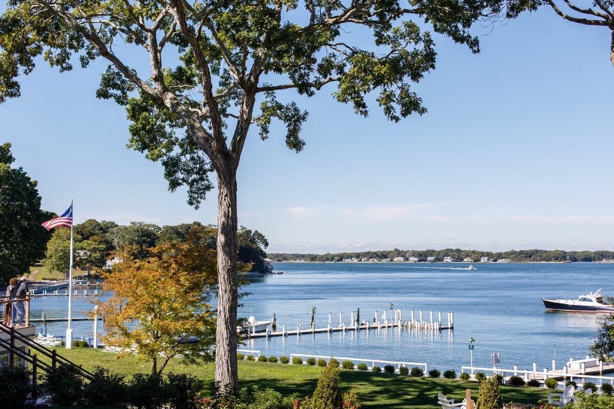View across Shelter Island harbour from the lawn at The Pridwin
