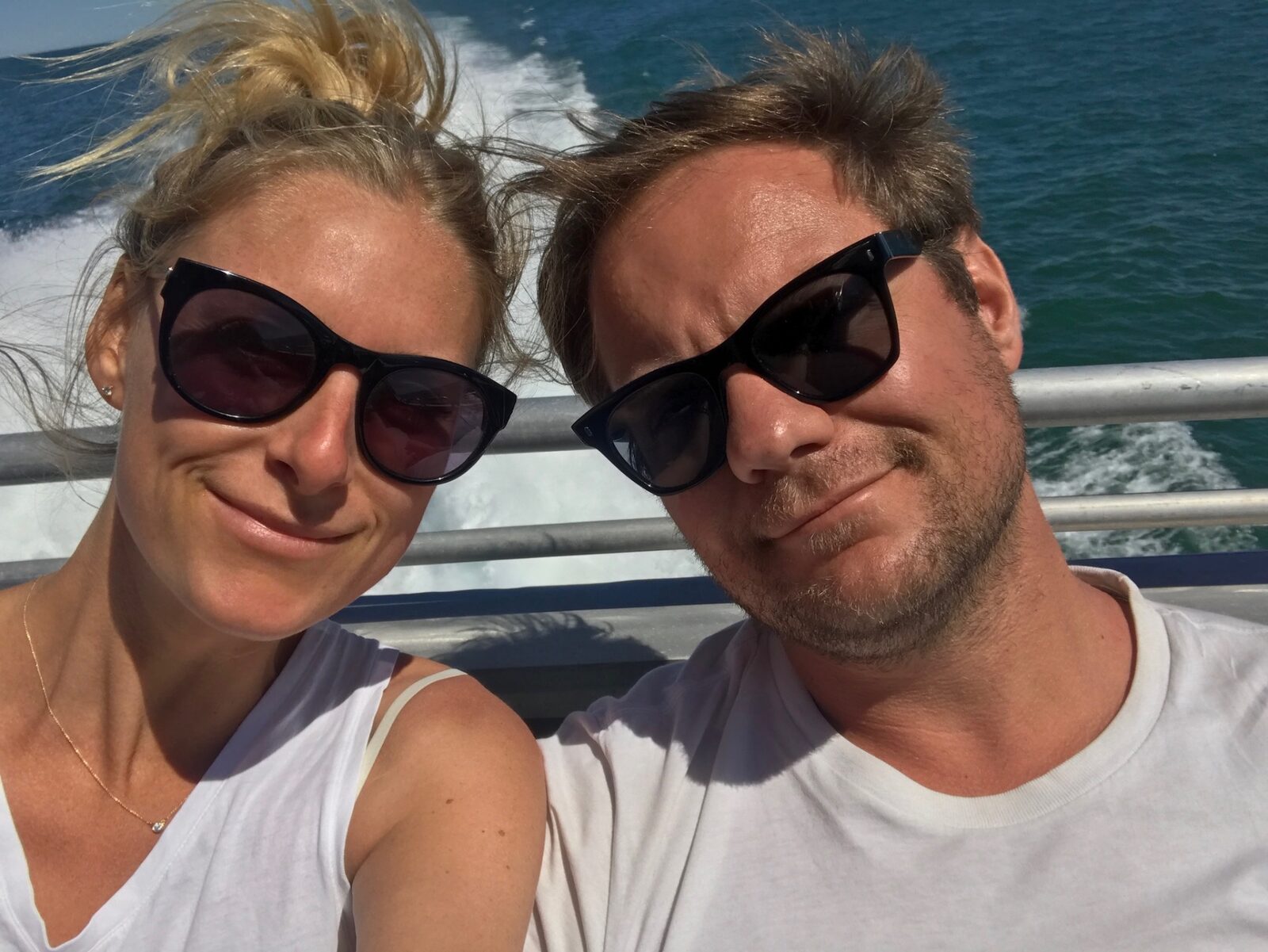 Phoebe and Chris on a ferry crossing