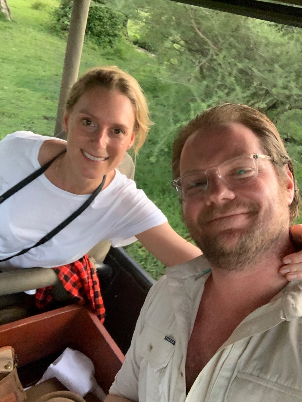 Phoebe and Chris on safari